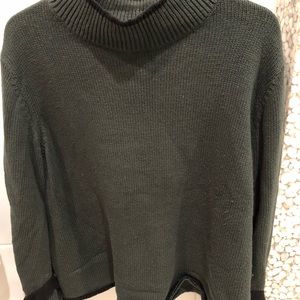 Dark green sweater with black trim